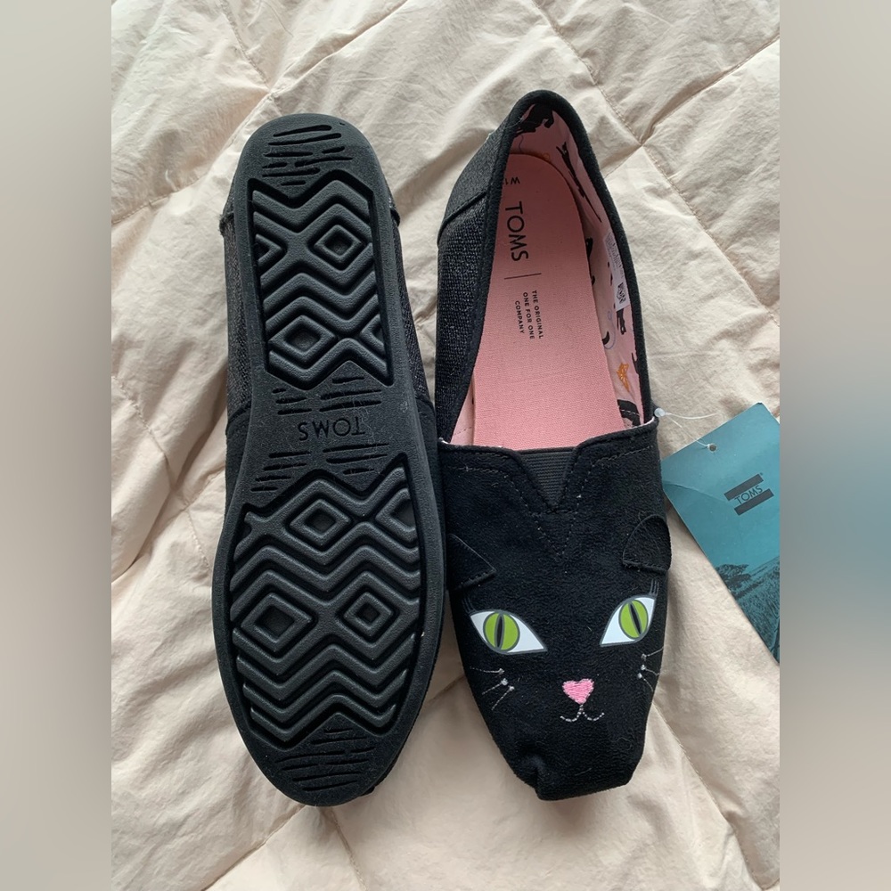 Toms Black Cat Glitter Shoes